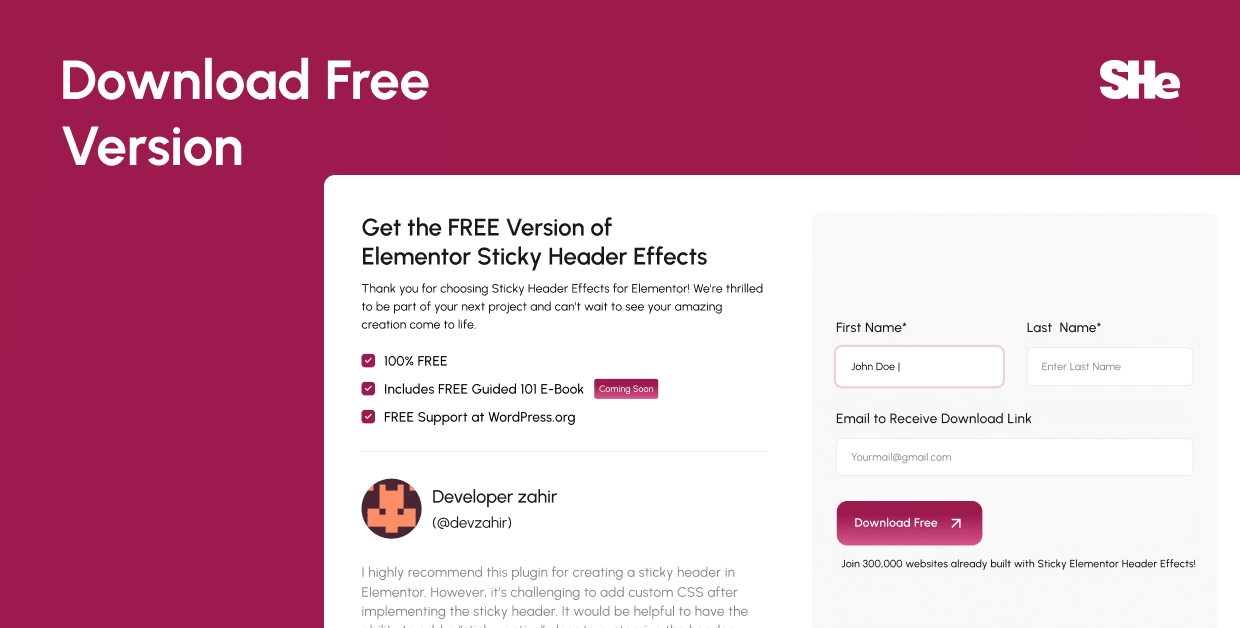 download free from Sticky Header Effects for Elementor
