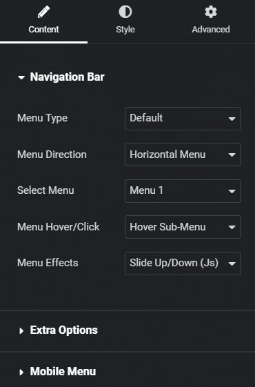 she add navigation menu 2 from Sticky Header Effects for Elementor