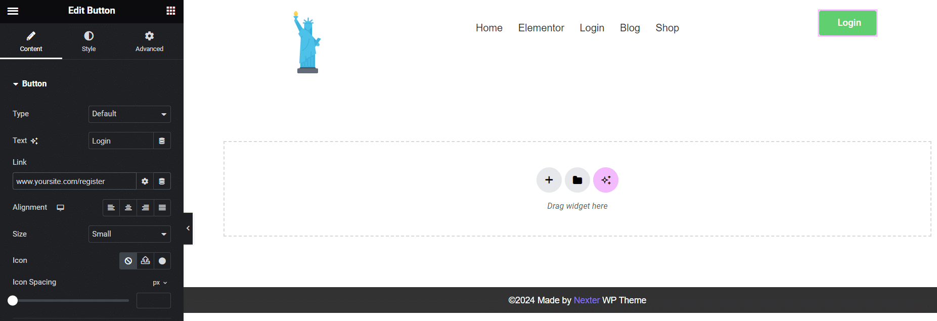 she btn login signup design header 5 from Sticky Header Effects for Elementor