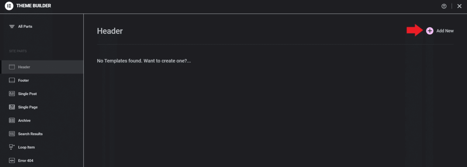 she header add new from Sticky Header Effects for Elementor