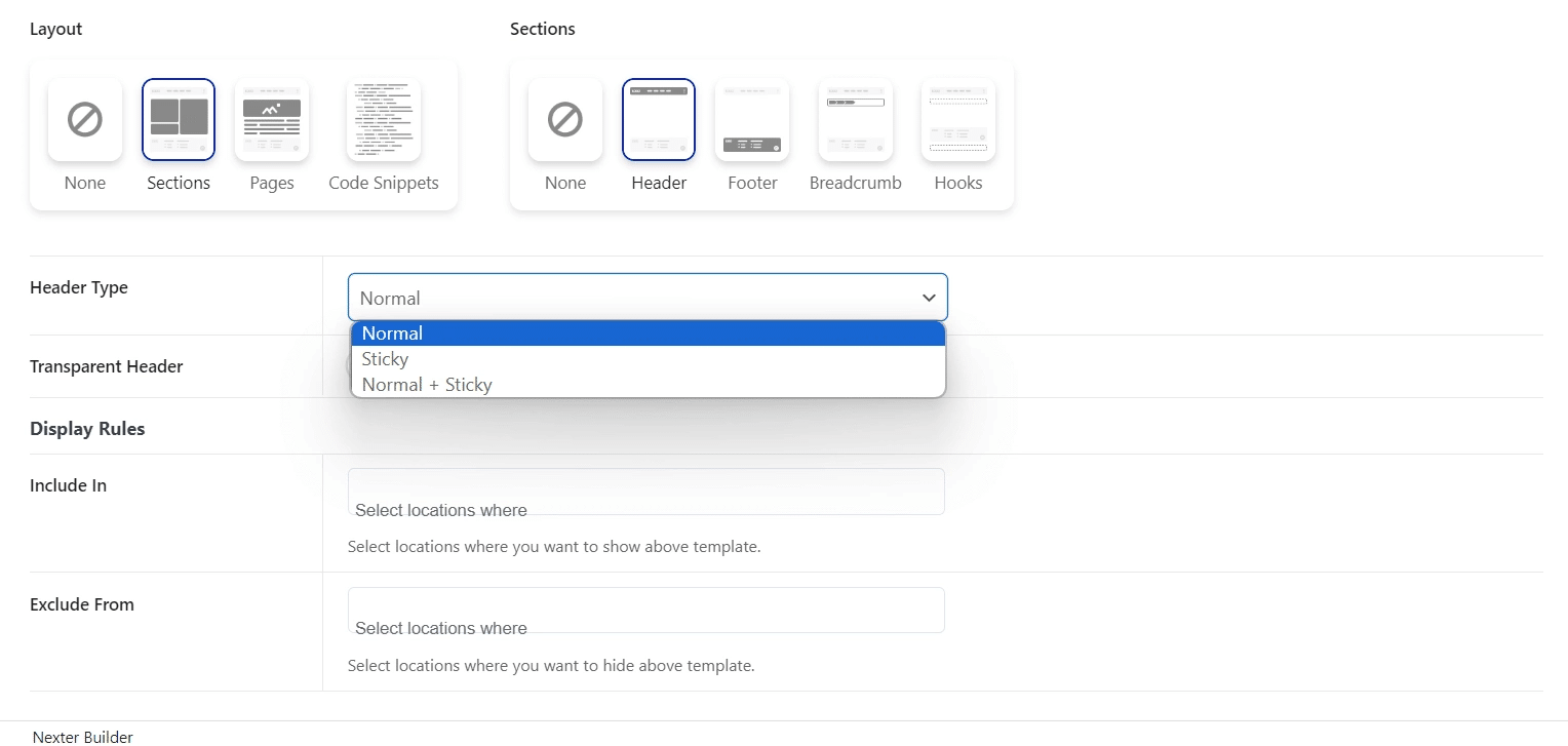 she setup new header template 3 from Sticky Header Effects for Elementor