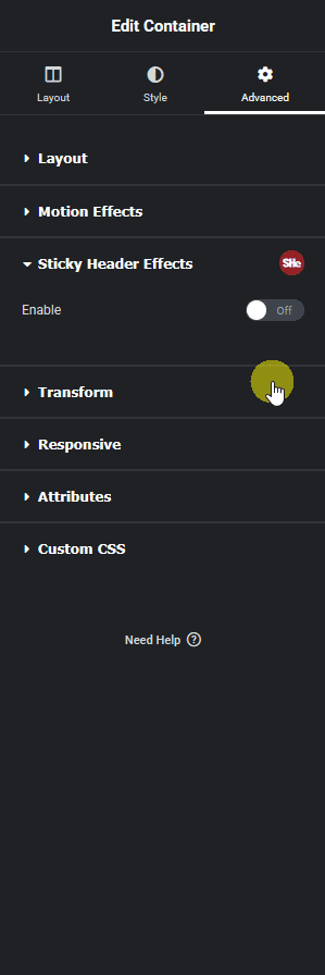 she transparent header from Sticky Header Effects for Elementor