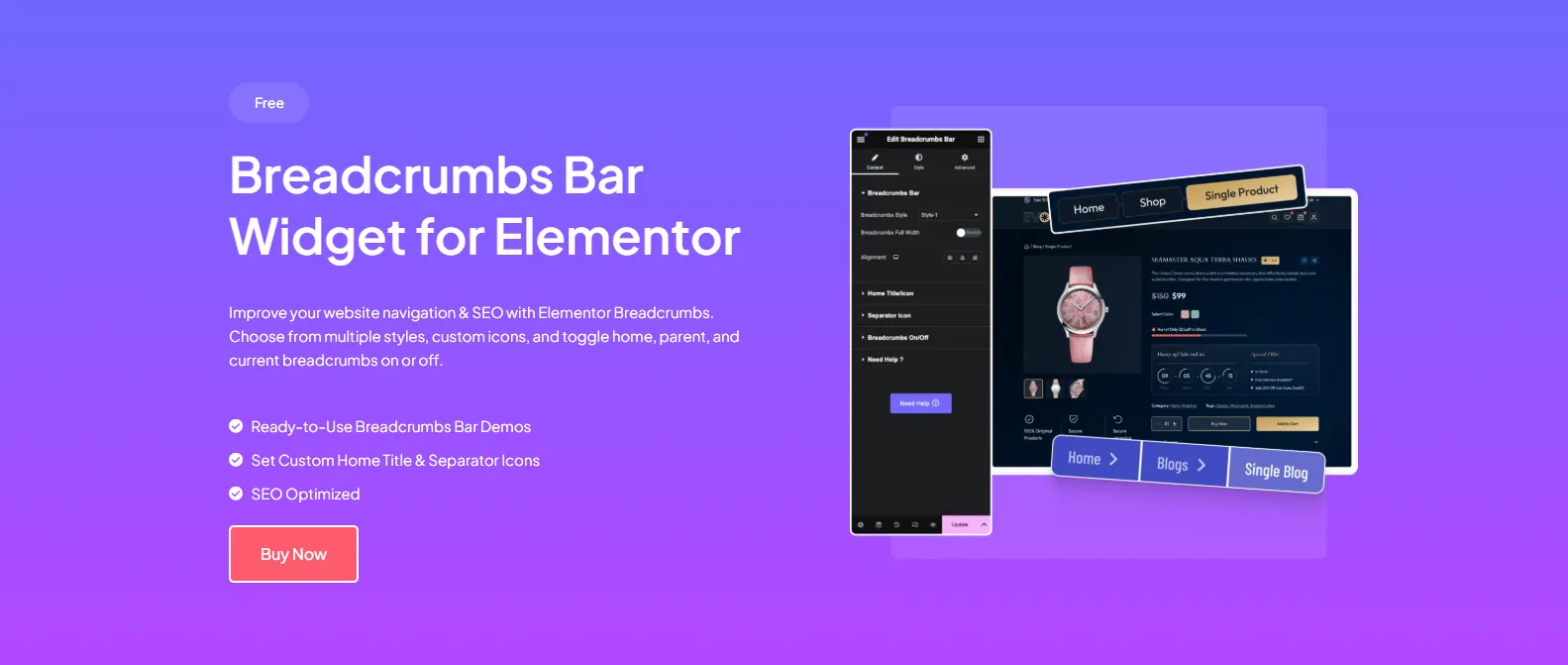 She Add Breadcrumbs in Elementor from Sticky Header Effects for Elementor