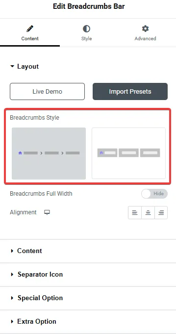 She Breadcrumbs Bar Content Styles from Sticky Header Effects for Elementor
