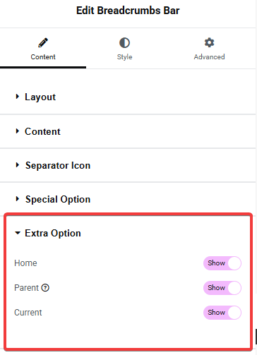 She Breadcrumbs Bar Extra Option from Sticky Header Effects for Elementor