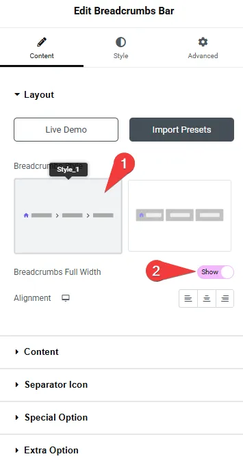 She Breadcrumbs Bar Full Width from Sticky Header Effects for Elementor