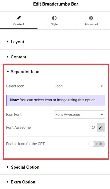 She Breadcrumbs Bar Separator Icon from Sticky Header Effects for Elementor