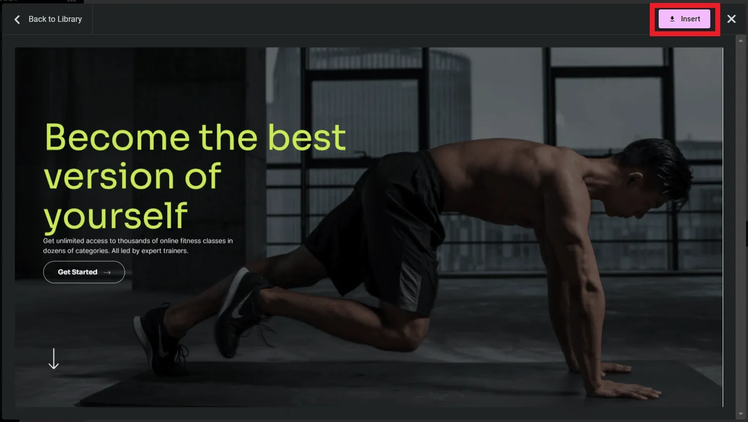 She Click Insert button from Sticky Header Effects for Elementor