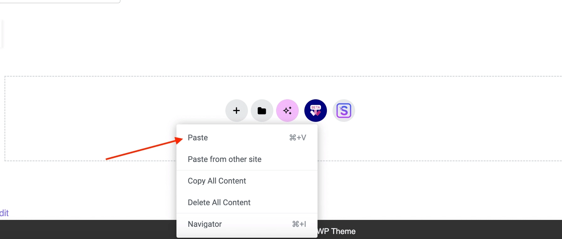 She Click on Paste from Sticky Header Effects for Elementor