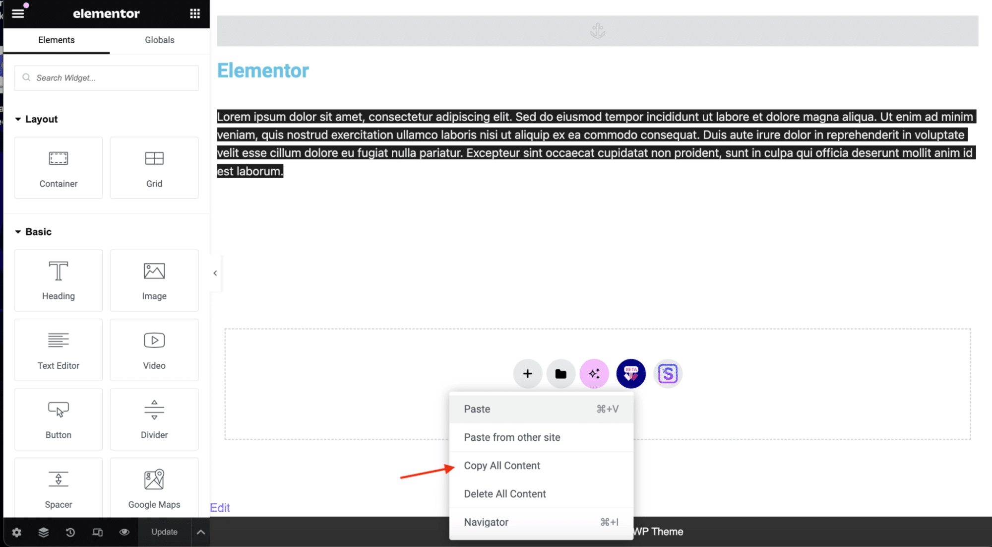 She Copy All Content from Sticky Header Effects for Elementor