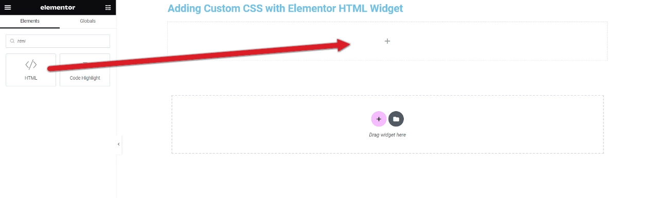 She Drag HTML widget from Sticky Header Effects for Elementor