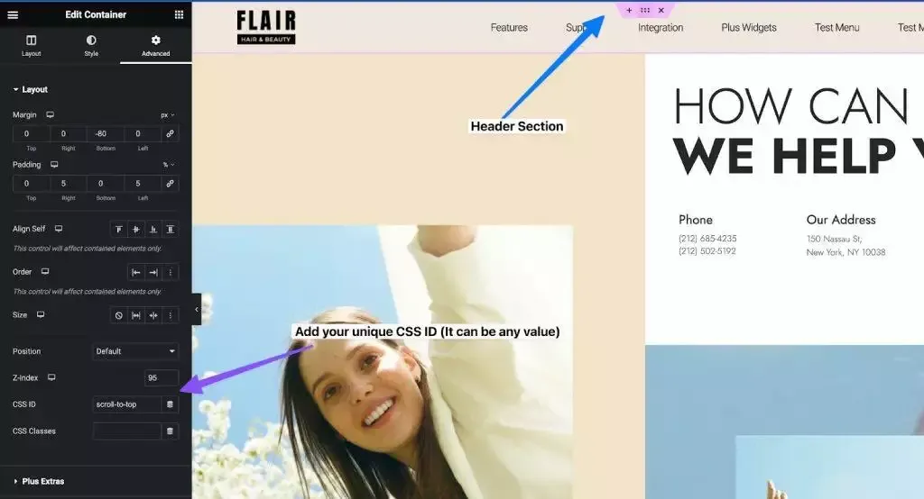 She Header section 1 from Sticky Header Effects for Elementor