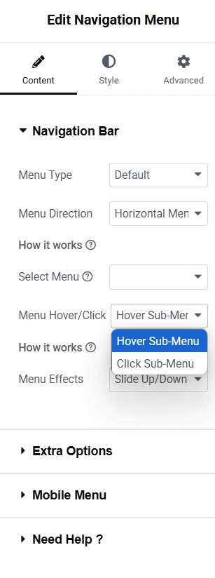 She Menu Hover from Sticky Header Effects for Elementor