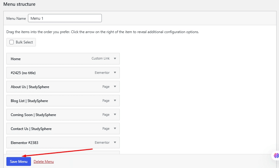 She Organize Menu Structure from Sticky Header Effects for Elementor