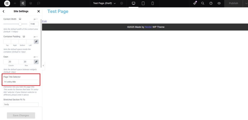 She Page Title Selector from Sticky Header Effects for Elementor
