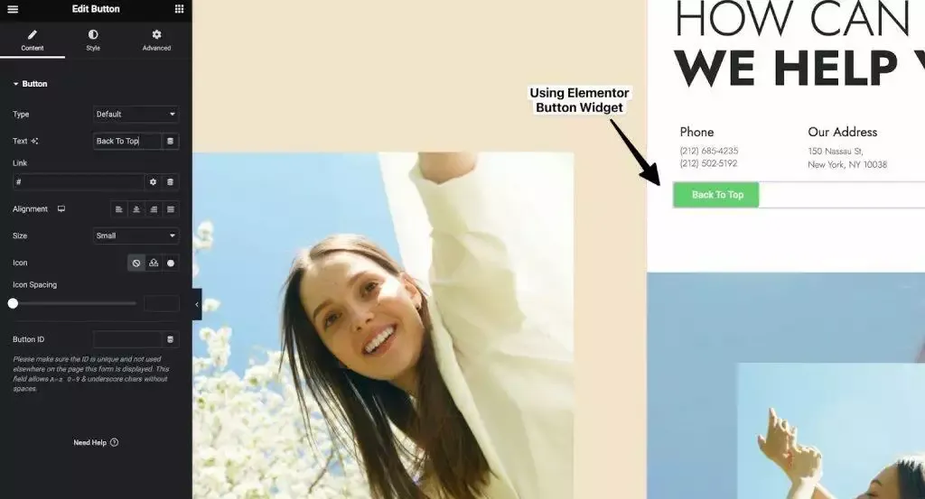 She Right Elementor Widget for the Task from Sticky Header Effects for Elementor