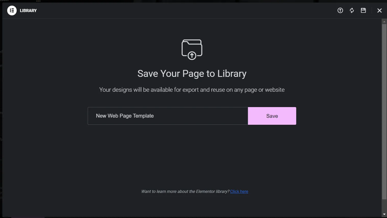 She Save your page to library from Sticky Header Effects for Elementor