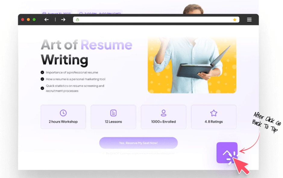She Scroll Back to Top Button demo 2 from Sticky Header Effects for Elementor