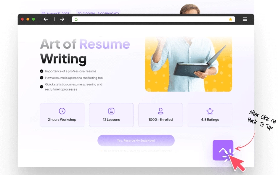 She Scroll Back to Top Button demo 2 from Sticky Header Effects for Elementor