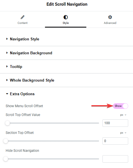 She Scroll Navigation Menu Offset 1 from Sticky Header Effects for Elementor