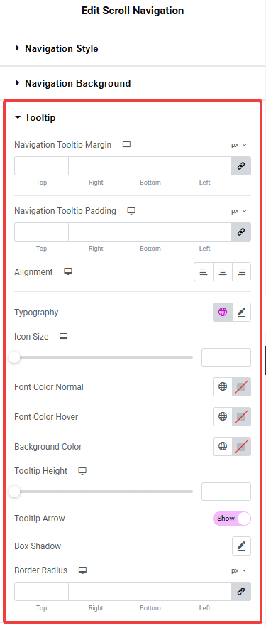 She Scroll Navigation Style Tooltip from Sticky Header Effects for Elementor