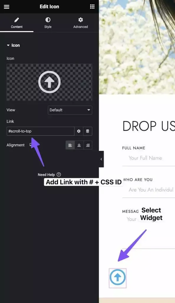 She Scroll to top 1 from Sticky Header Effects for Elementor