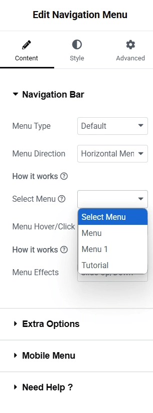 She Select the menu from Sticky Header Effects for Elementor