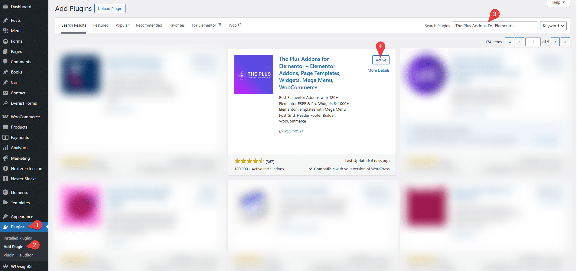 She The Plus Addons for Elementor Install Activate from Sticky Header Effects for Elementor