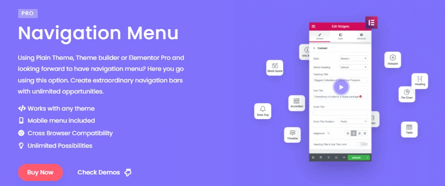 She navigation menu from Sticky Header Effects for Elementor