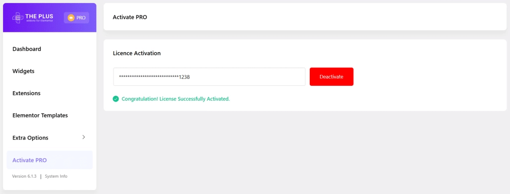 she Activate License The Plus Addons from Sticky Header Effects for Elementor
