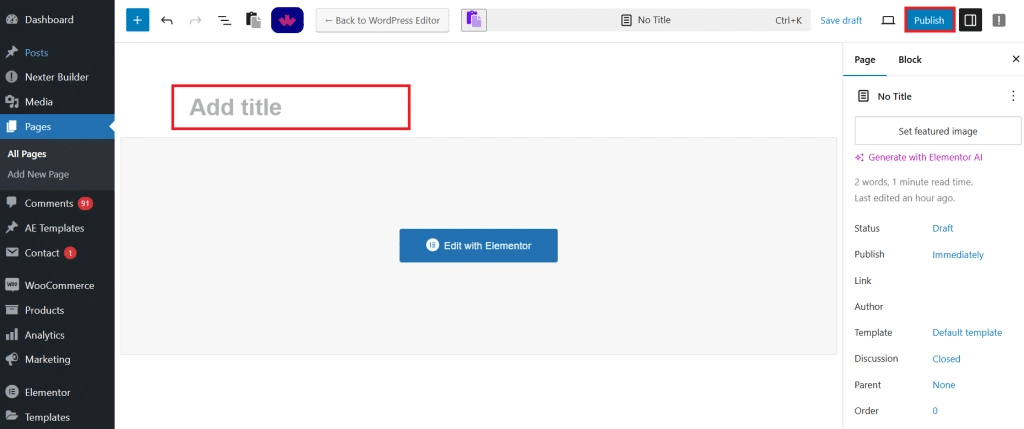 she the page title from Sticky Header Effects for Elementor