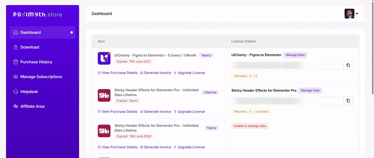 Generating an invoice from the POSIMYTH Store dashboard